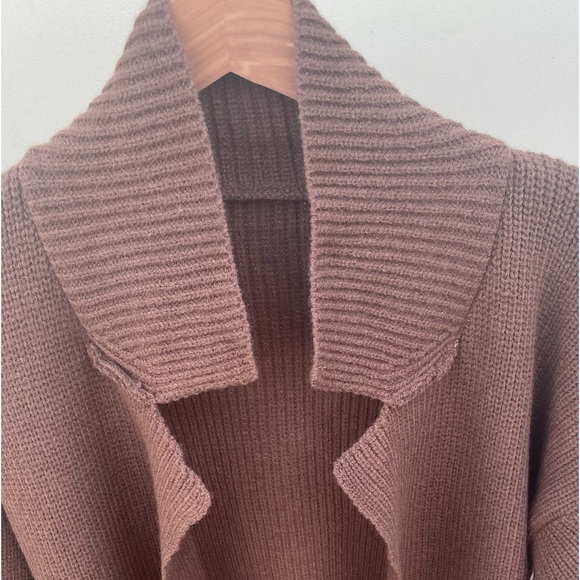 Chunky Over The Knee Rib Brown Cardigan Coat Pockets Belted Maxi Long Duster - Picture 9 of 13